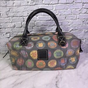 Vintage Dooney & Bourke Medallion Print Canvas/Leather Satchel Handbag ❤️ NICE